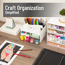 Mind Reader Craft Supply Organizer with Top Tray and 4 Drawers