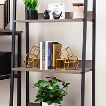 Mind Reader Decorative Geometric Cube Bookends Metal Set of 2