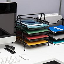 Mind Reader Desk Organizer with 4 Sliding Paper Trays - Yellow