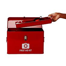 Mind Reader Large First Aid Box with Detachable Tray and Handles