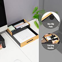 Mind Reader Metal and Wood Tiered Desktop Trays