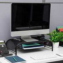 Mind Reader Metal Mesh Monitor Stand and Desk Organizer with Drawer