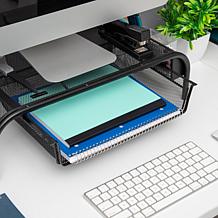 Mind Reader Metal Mesh Monitor Stand and Desk Organizer with Drawer