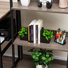 Mind Reader Planter Bookends with Faux Greenery Decorative Set of 2