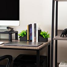 Mind Reader Planter Bookends with Faux Greenery Decorative Set of 2