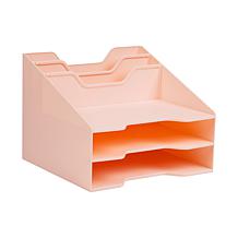 Mind Reader Plastic Desktop Organizer Vertical File Holder Pink