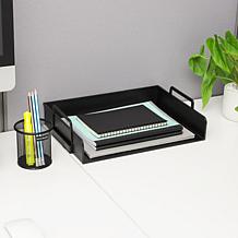 Mind Reader Plastic Stackable Paper Tray 4 Pieces Black