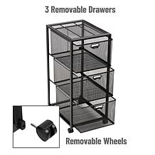 Mind Reader Rolling File Cabinet with 3 Drawers, Black