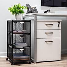 Mind Reader Rolling File Cabinet with 3 Drawers, Black