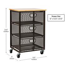 Mind Reader Rolling Storage Cart with 3 Drawers