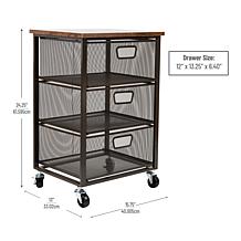 Mind Reader Rolling Storage Cart with 3 Drawers