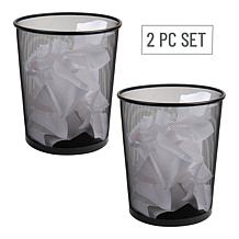 Mind Reader Round Metal Mesh Trash Waste Paper Basket Set of 2