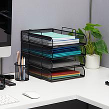 Mind Reader Stackable Paper Tray Desktop Organizer File Storage 4 Pcs