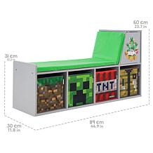 Minecraft: Storage Bench - Wooden Storage w/ Cushioned Reading Shelf