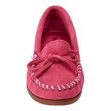 Minnetonka® Tie Slip-On Genuine Suede Moccasin Loafer