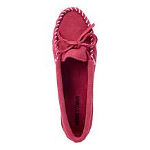 Minnetonka® Tie Slip-On Genuine Suede Moccasin Loafer