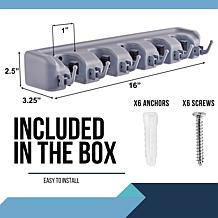 Mop and Broom Holder with Hooks, 5-Position Wall Organizer