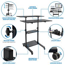 Mount-It! Height Adjustable Rolling Stand Up Desk
