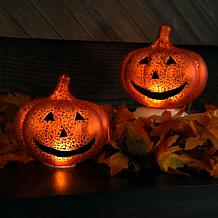 Mr. Halloween 5.75" Mercury Glass Jack-O-Lantern - Set of 2