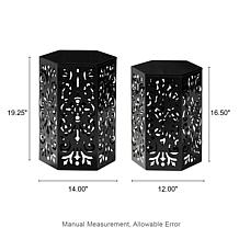 Multi-Functional Set of 2 Black Iron Garden Stools or Planter Stand