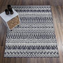 My Magic Carpet Chelsea Tribal Aztec Dark Grey Washable Area Rug 5'x7'