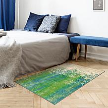 My Magic Carpet Hazel Chevron Teal Washable Area Rug 3'x5'