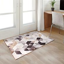 My Magic Carpet Lattice Geometric Neutral Washable Area Rug 3'x5'