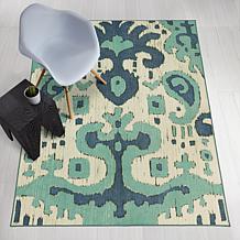 My Magic Carpet Ochre Ikat Washable Area Rug 5'x7'