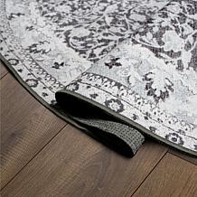 My Magic Carpet Parviz Grey Washable Round Area Rug 6'