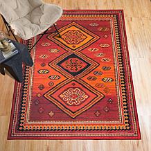 My Magic Carpet Phoenix Kilim Garnet Washable Area Rug 5'x7'