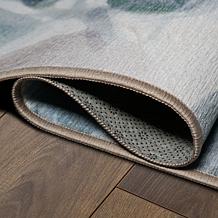 My Magic Carpet Sasha Floral Cream Blue Washable Runner Rug 2.5'x10'