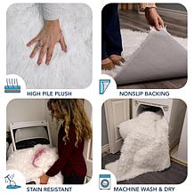 My Magic Carpet Shag White Washable Round Area Rug 6'