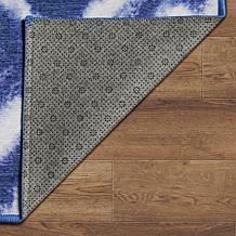My Magic Carpet Shibori Geometric Diamond Blue Washable Area Rug 5'x7'