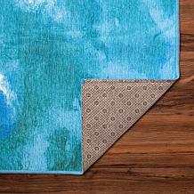 My Magic Carpet Watercolor Aqua Blue Washable Runner Rug 2.5'x7'