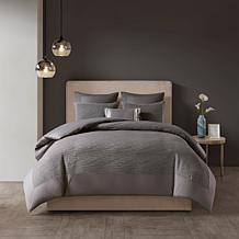 N Natori Hanae Cotton Blend 3-piece King Comforter Set - Gray