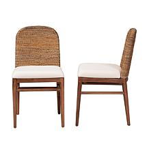 Nadim Acacia Wood Dining Chair with Seagrass Backrest