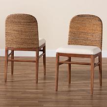 Nadim Acacia Wood Dining Chair with Seagrass Backrest