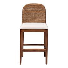 Nadim Rustic Acacia Wood & Seagrass Counter Stool