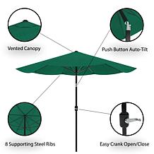 Nature Spring 10' Patio Umbrella with Auto Tilt & Easy Crank - Green