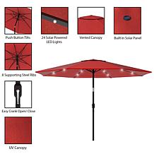 Nature Spring 10' Patio Umbrella with LED Lights - Red