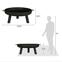 Nature Spring 27.5" Round Outdoor Fire Pit - Black