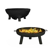 Nature Spring 27.5" Round Outdoor Fire Pit - Black