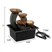 Nature Spring 3 Tier Tabletop Water Fountain - Black & Brown