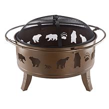 Nature Spring 32" Round Outdoor Bear Fire Pit - Tan