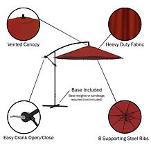Nature Spring Cantilever Easy Crank Hanging Outdoor Shade - Red