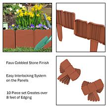 Nature Spring Garden Edging Stone-Look Border Plastic Lawn Stakes 10Pk
