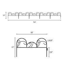 Nature Spring Metal Garden Fencing Set of 5 Panels - Black