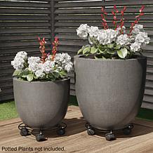 Nature Spring Metal Plant Caddy Set of 2 - Black