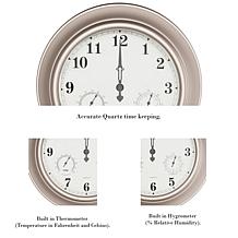 Nature Spring Silver Clock Thermometer Hygrometer - Silver