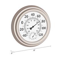 Nature Spring Silver Clock Thermometer Hygrometer - Silver